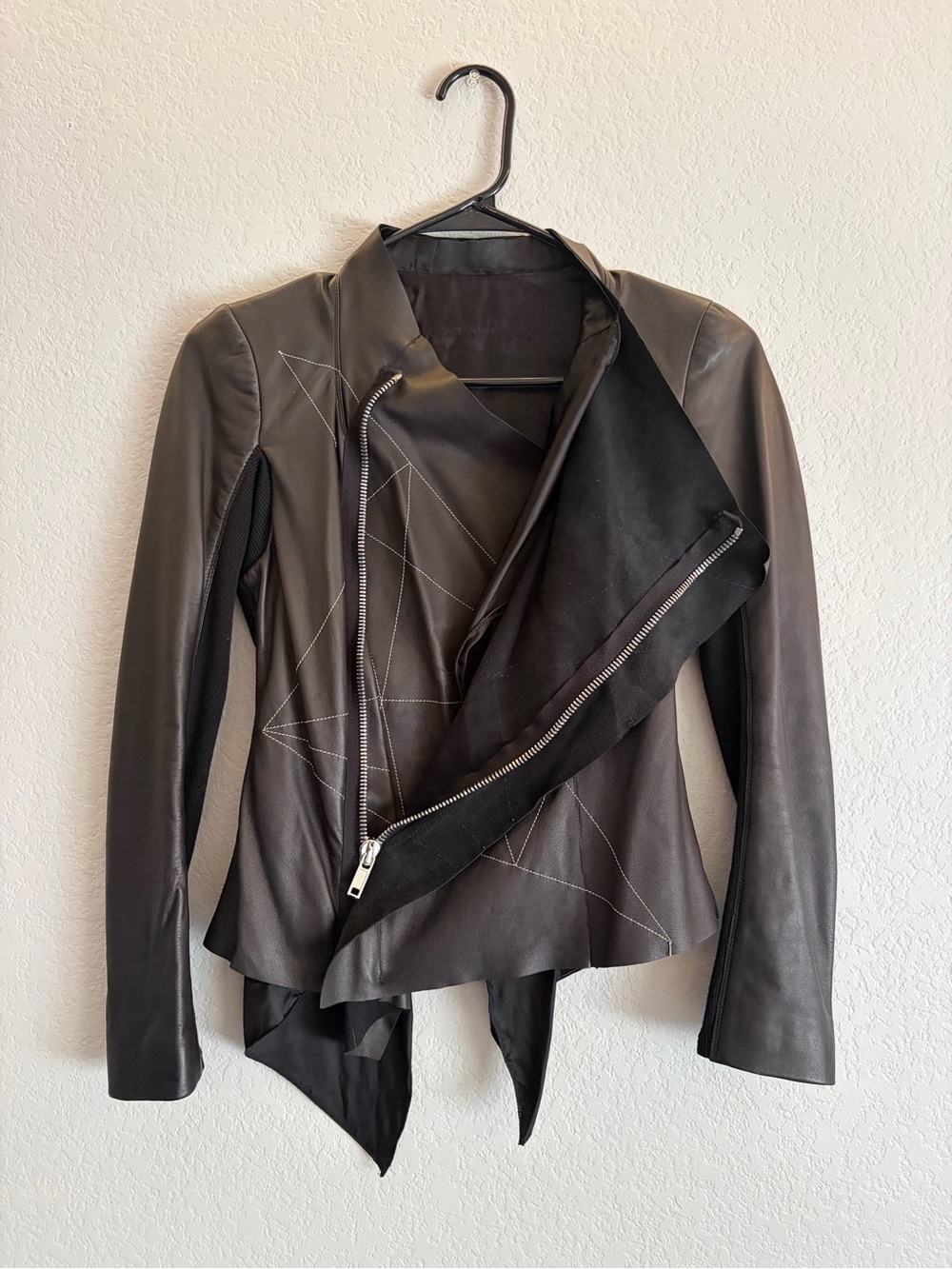 !RARE! Rick Owens Asymmetrical Lambskin Leather Jacket